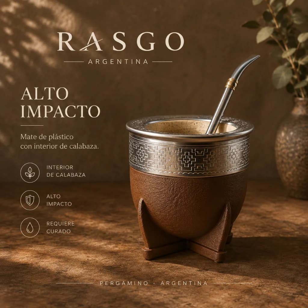 Mate RASGO Alto Impacto con Interior de Calabaza y Virola Cincelada