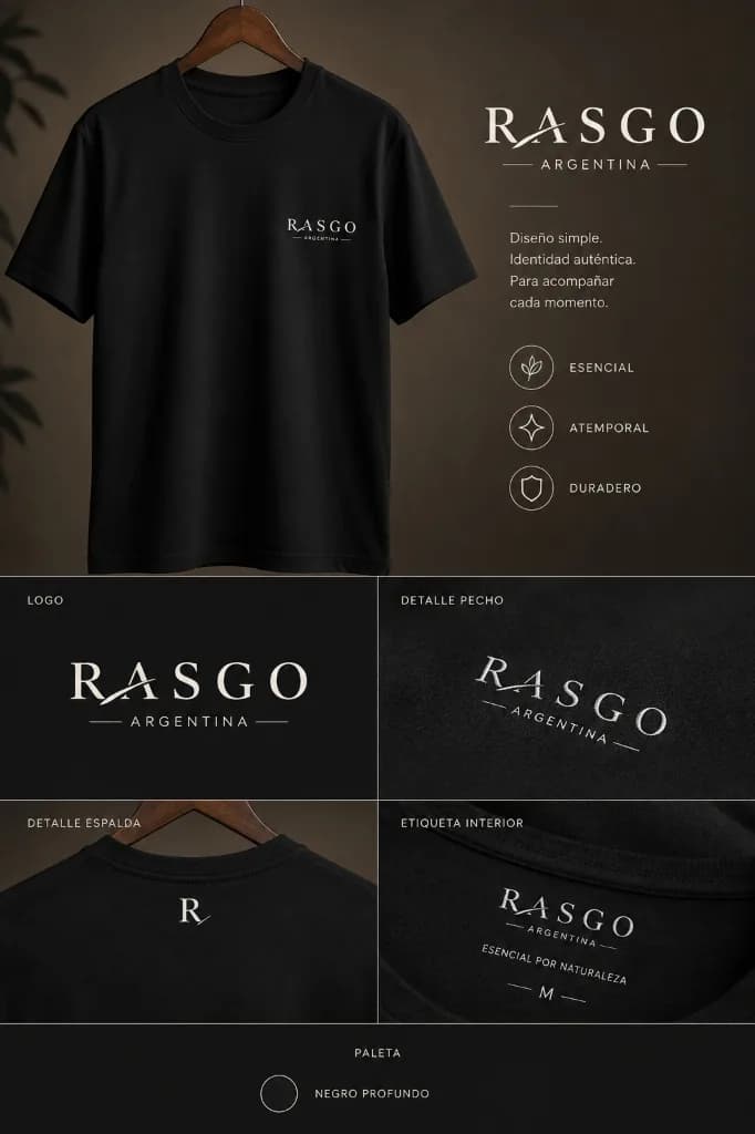 Remera Negra Minimalista de Algodón RASGO Esencial